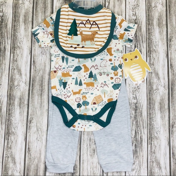 CJP BABY 3pc Fox Bear/CAMPING OUTFIT 0-3M New NWT - Picture 2 of 7
